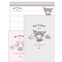 Japan Sanrio Volume Up Letter Envelope Set - My Melody 50th & Kuromi 20th Anniversary Idol