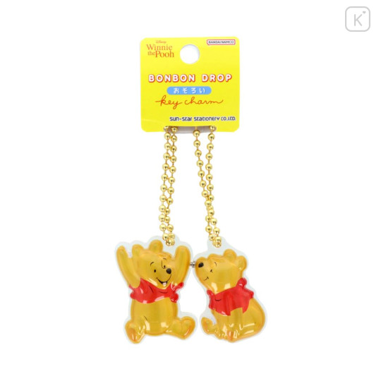 Japan Disney Acrylic Keychain Connecting Set - Pooh : Bonbon Drop Crystal - 1
