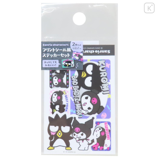 Japan Sanrio Big Sticker Set - Badtz-maru & Kuromi : Heisei Retro Purikura Photo Style - 1