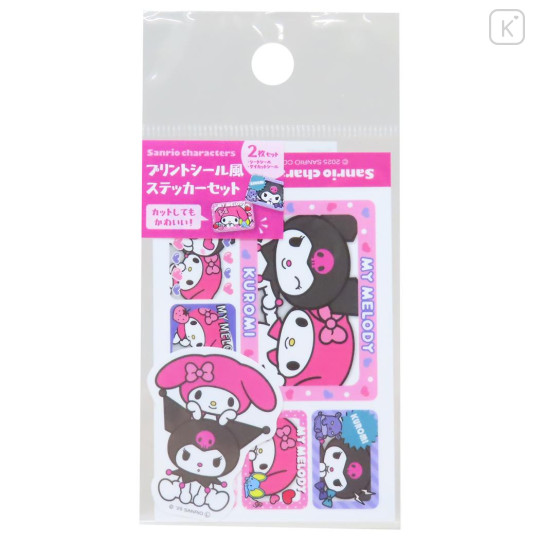 Japan Sanrio Big Sticker Set - Kuromi & My Melody : Heisei Retro Purikura Photo Style - 1