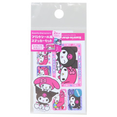 Japan Sanrio Big Sticker Set - Kuromi & My Melody : Heisei Retro Purikura Photo Style