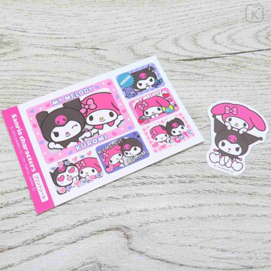 Japan Sanrio Big Sticker Set - Kuromi & My Melody : Heisei Retro Purikura Photo Style - 2