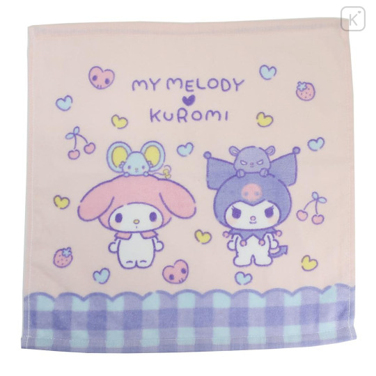 Japan Sanrio Hand Towel - Kuromi & My Melody : Heart Love - 1
