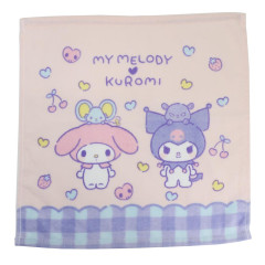 Japan Sanrio Hand Towel - Kuromi & My Melody : Heart Love