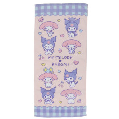 Japan Sanrio Face Towel - Kuromi & My Melody : Heart Love