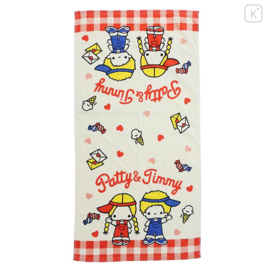 Japan Sanrio Bath Towel - Patty & Timmy Love Heart - 1
