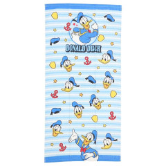 Japan Disney Bath Towel - Donald : Happy Striped Blue