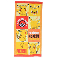 Japan Pokemon Bath Towel - Pikachu No. 025 Orange Yellow