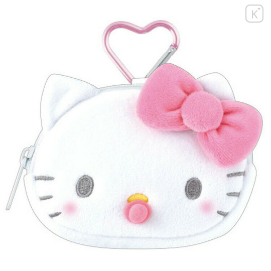 Japan Sanrio Mini Plush Pouch with Carabiner - Hello Kitty : Baby - 1
