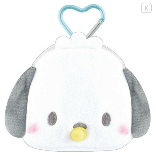 Japan Sanrio Mini Plush Pouch with Carabiner - Pochacco : Baby - 1