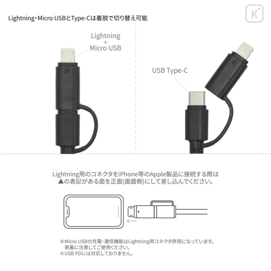 Japan Pokemon Multi Charging Cable with Mascot Cover - Ditto - 4
