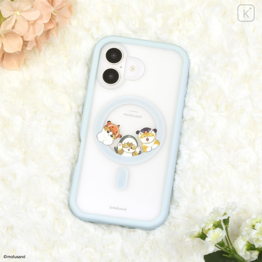 Japan Mofusand Plump Frame iPhone 16 Case with MagSafe - Cat Sea Creature Blue - 7