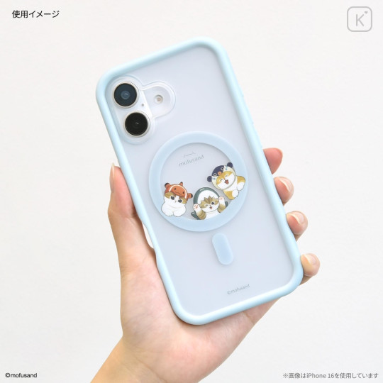 Japan Mofusand Plump Frame iPhone 16 Pro Case with MagSafe - Cat Sea Creature Blue - 6
