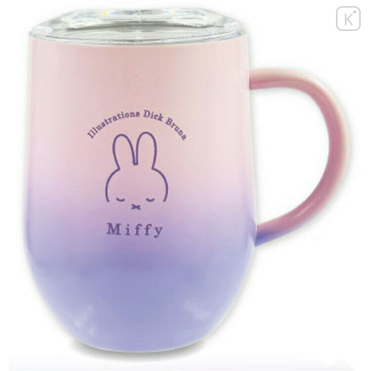 Japan Miffy Stainless Steel Mug with Lid - Miffy : Gradient Pink Purple - 1