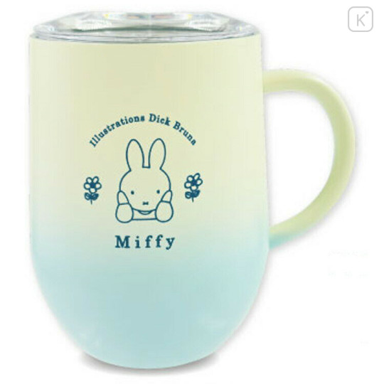 Japan Miffy Stainless Steel Mug with Lid - Miffy : Gradient Yellow Blue - 1