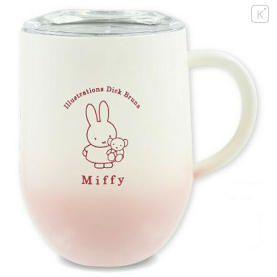 Japan Miffy Stainless Steel Mug with Lid - Miffy : Gradient White Pink - 1