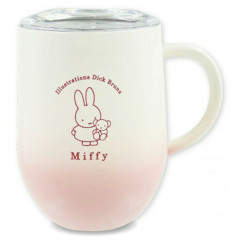 Japan Miffy Stainless Steel Mug with Lid - Miffy : Gradient White Pink