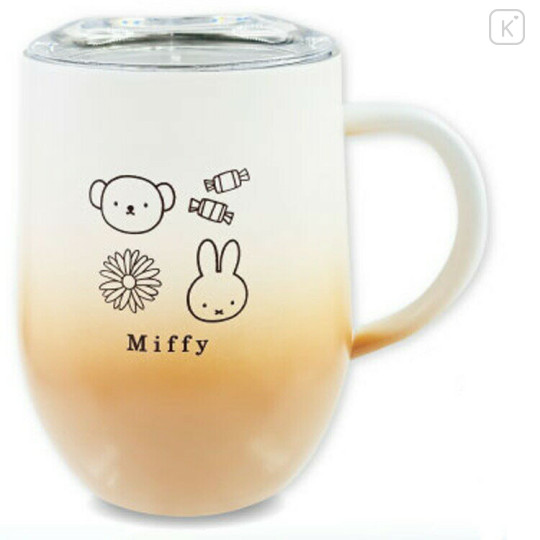 Japan Miffy Stainless Steel Mug with Lid - Boris & Miffy : Gradient White Orange - 1