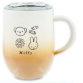 Japan Miffy Stainless Steel Mug with Lid - Boris & Miffy : Gradient White Orange - 1