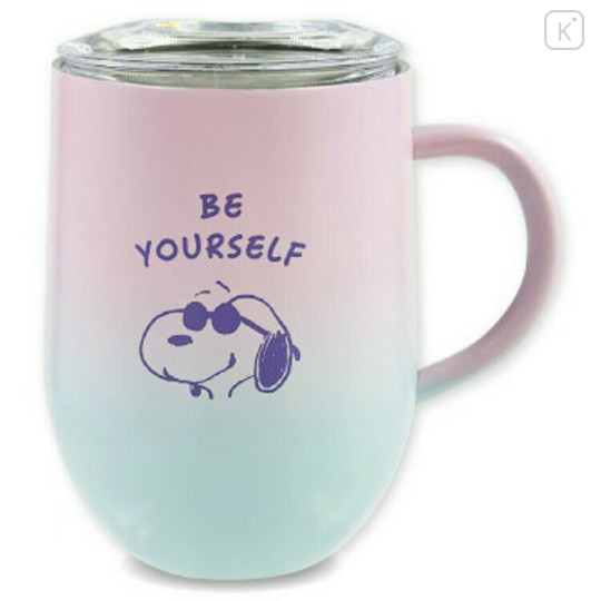Japan Peanuts Stainless Steel Mug with Lid - Snoopy : Gradient Joe Cool Be Yourself - 1