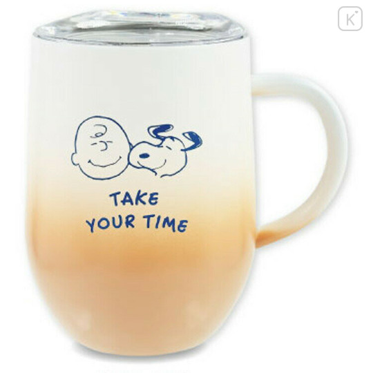 Japan Peanuts Stainless Steel Mug with Lid - Snoopy : Gradient Take Your Time - 1