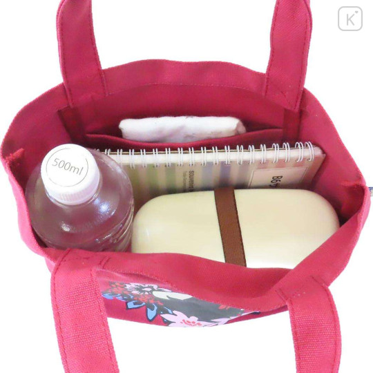 Japan Moomin Mini Tote Bag - Little My : Flower Wine Red - 3