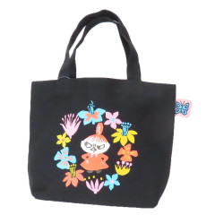 Japan Moomin Mini Tote Bag - Little My : Flower Black