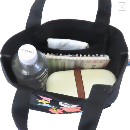 Japan Moomin Mini Tote Bag - Little My : Flower Black - 3