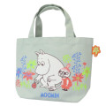 Japan Moomin Mini Tote Bag - Little My & Moomintroll : Flower - 1