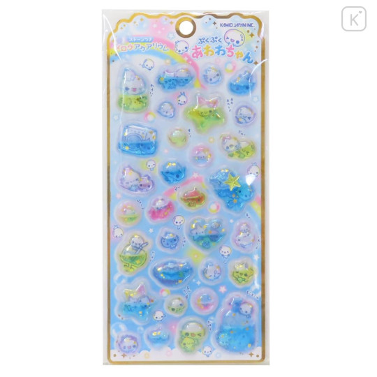 Japan Water Puffy Sticker Glow Pebble Aquarium Sticker - Pukupuku Awawa-chan : Heisei Retro - 1