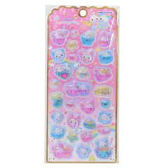 Japan Water Puffy Sticker Glow Pebble Aquarium Sticker - Fluffy Rabbit Pink : Heisei Retro