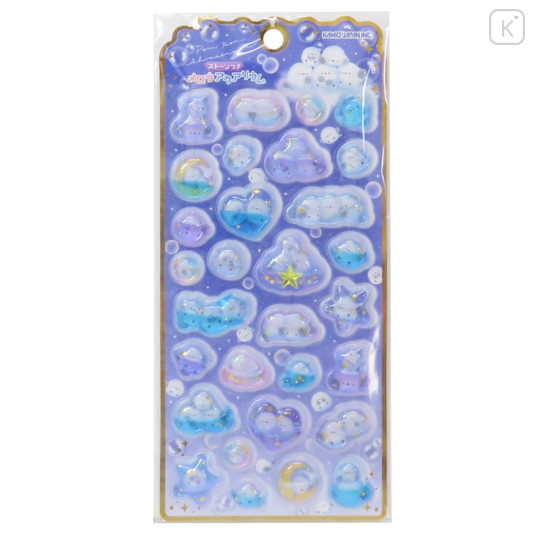 Japan Water Puffy Sticker Glow Pebble Aquarium Sticker - White Bird Shimaenaga Pom Pom - 1