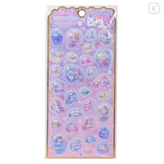 Japan Water Puffy Sticker Glow Pebble Aquarium Sticker - White Bird Shimaenaga Unicorn - 1