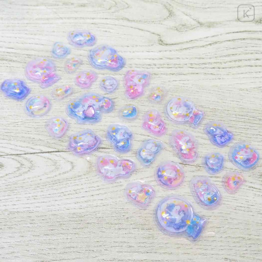 Japan Water Puffy Sticker Glow Pebble Aquarium Sticker - White Bird Shimaenaga Unicorn - 2