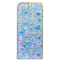 Japan Water Puffy Sticker Glow Pebble Aquarium Sticker - Ocean Friends