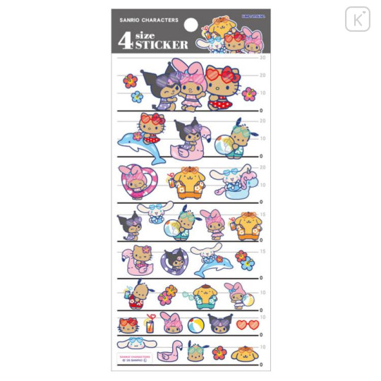 Japan Sanrio 4 Size Sticker - Characters : Tan Swimsuit Party - 1