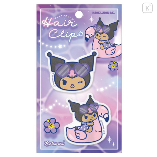 Japan Sanrio Matte Hair Clip Set - Kuromi : Tan Swimsuit Party - 1