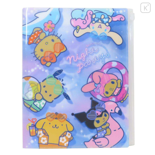 Japan Sanrio 6+1 Pockets A4 Clear File Holder - Characters : Tan Swimsuit Party - 1