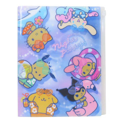 Japan Sanrio 6+1 Pockets A4 Clear File Holder - Characters : Tan Swimsuit Party
