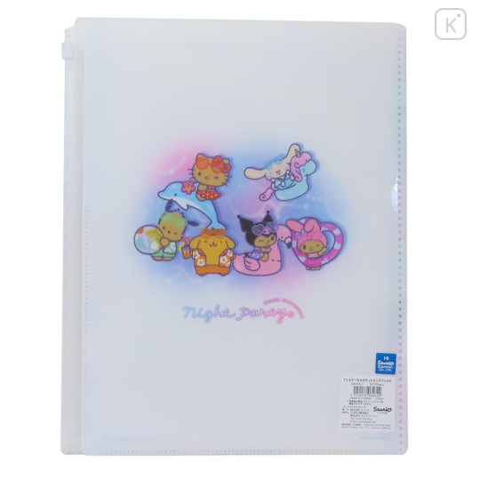 Japan Sanrio 6+1 Pockets A4 Clear File Holder - Characters : Tan Swimsuit Party - 2