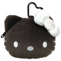 Japan Sanrio Mini Plush Pouch with Carabiner - Hello Kitty : Black - 1