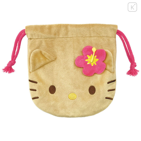 Japan Sanrio Mini Drawstring Pouch - Hello Kitty : Y2k Tanned - 1