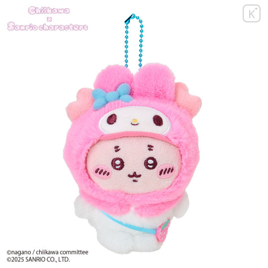 [Pre-order] Japan Chiikawa × Sanrio Mascot Holder - Furuhonya Kani-chan & My Melody - 1