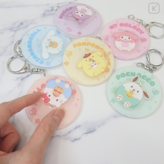 Japan Sanrio Acrylic Keychain - Pochacco : Chubby Spinning - 2