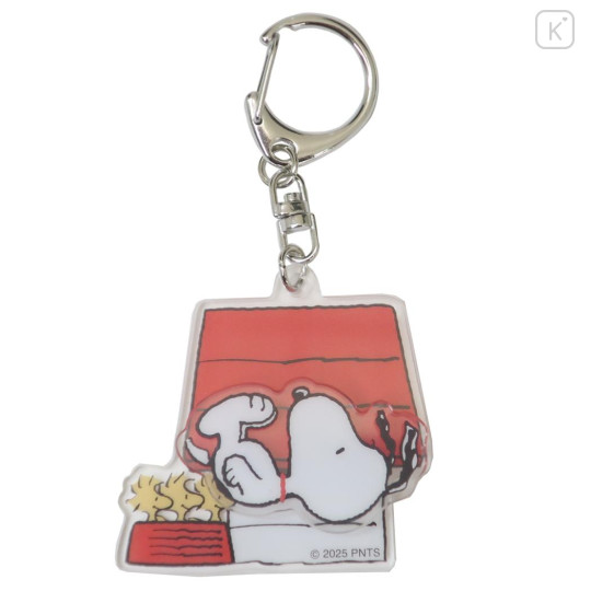 Japan Peanuts Acrylic Keychain - Snoopy & Woodstock : Chubby Spinning My House - 1