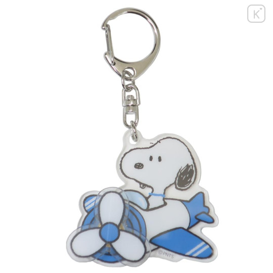 Japan Peanuts Acrylic Keychain - Snoopy & Woodstock : Chubby Spinning Airplane - 1