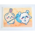 Japan Chiikawa Button A4 Clear File Holder - Momonga & Usagi : Star Orange - 1