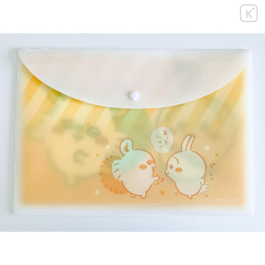 Japan Chiikawa Button A4 Clear File Holder - Momonga & Usagi : Star Orange - 2