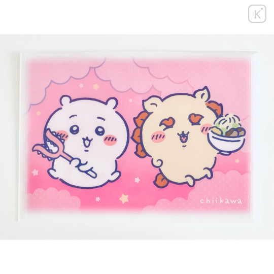 Japan Chiikawa Button A4 Clear File Holder - Chiikawa & Shisa : Star Pink - 1