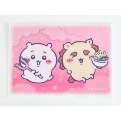 Japan Chiikawa Button A4 Clear File Holder - Chiikawa & Shisa : Star Pink